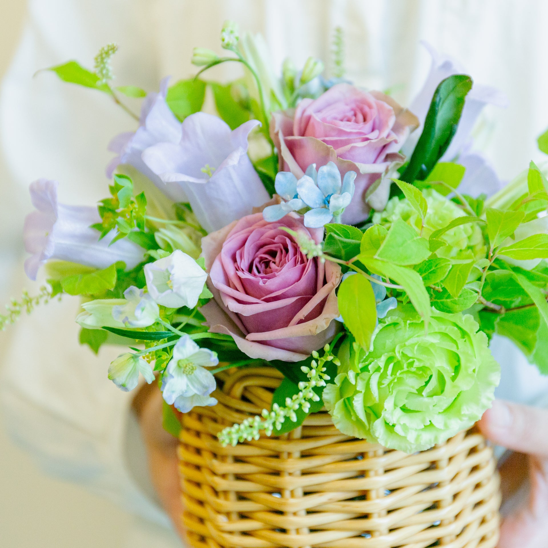 カンパニュラのギフトをオーダーするならFlower&Plants tette │ 「手から手へ、想いを運ぶフラワーショップ」【板橋駅徒歩4分】【熟練フローリスト夫婦が運営】【最短2営業日で発送】【24時間365日注文OK】【ギフトは3300円〜】フラワーギフトを手から手へ、想いを込めたブーケやアレンジメントで大切な人に感謝と愛情を。シーンや用途に合わせて選びやすい豊富な種